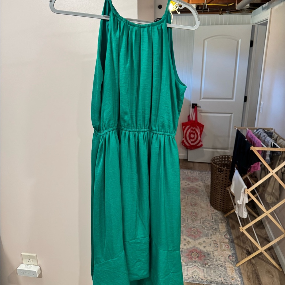 Banana Republic Emerald High Neck Halter Dress